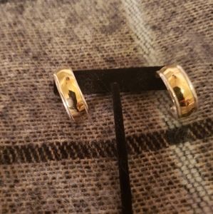 Ross Simons Sterling in 18K shiny hoop post earrin